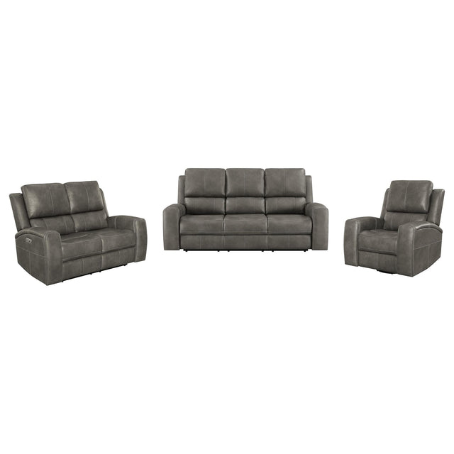 Brickston 3-piece triple power reclining sofa set charcoal front view