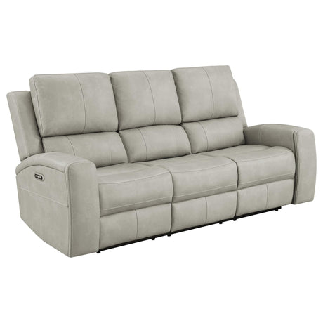 Brickston Grey Triple Power Reclining Sofa front view