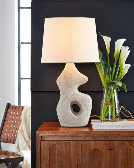 Chadrich antique beige table lamp front view