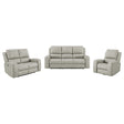 Brickston 3-piece triple power reclining sofa set in grey leatherette