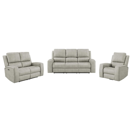 Brickston 3-piece triple power reclining sofa set in grey leatherette