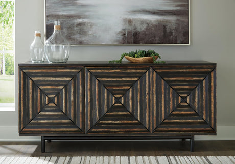 Fair Ridge Distressed Black Accent Cabinet front angle
