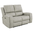 Brickston Triple Power Reclining Loveseat grey, front angle