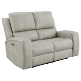 Brickston Triple Power Reclining Loveseat grey, front angle