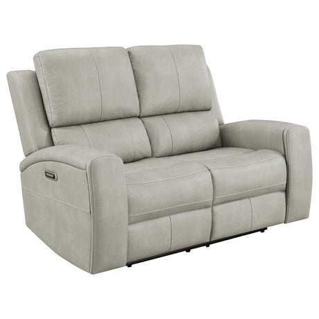 Brickston Triple Power Reclining Loveseat grey, front angle