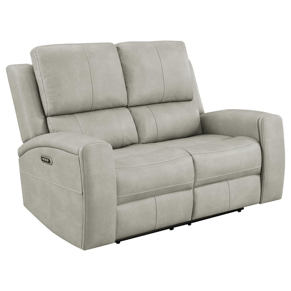 Brickston Triple Power Reclining Loveseat grey, front angle