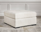 Chessington Ivory Chenille Oversized Accent Ottoman front view