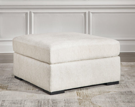 Chessington Ivory Chenille Oversized Accent Ottoman front view