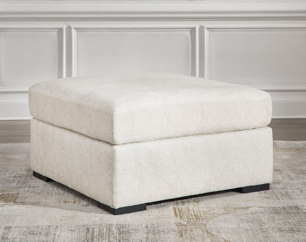 Chessington Ivory Chenille Oversized Accent Ottoman front view