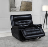 Hewitt black leather dual power recliner chair front view