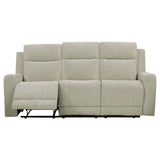 Kennett ivory chenille upholstered power reclining sofa front view