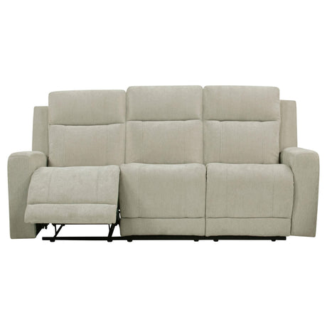 Kennett ivory chenille upholstered power reclining sofa front view