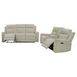 Kennett 2-piece chenille power reclining sofa set ivory front view