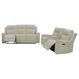 Kennett 2-piece chenille power reclining sofa set ivory front view