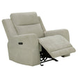 Kennett Ivory Chenille Upholstered Power Recliner Chair front view