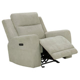 Kennett Ivory Chenille Upholstered Power Recliner Chair front view