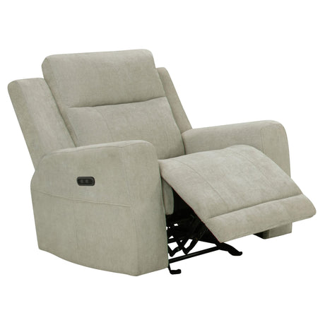 Kennett Ivory Chenille Upholstered Power Recliner Chair front view