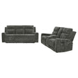 Kennett 2-piece chenille power reclining sofa set dark grey front view