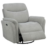 Adler ivory upholstered power swivel glider recliner front view