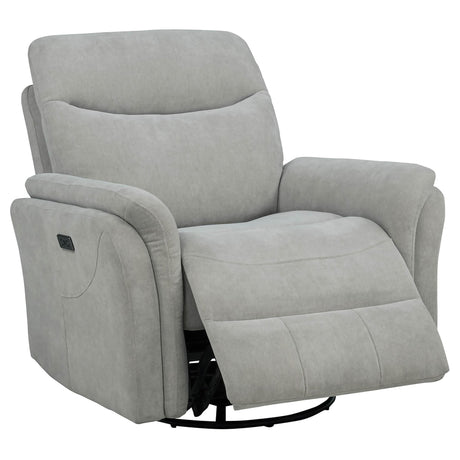 Adler ivory upholstered power swivel glider recliner front view