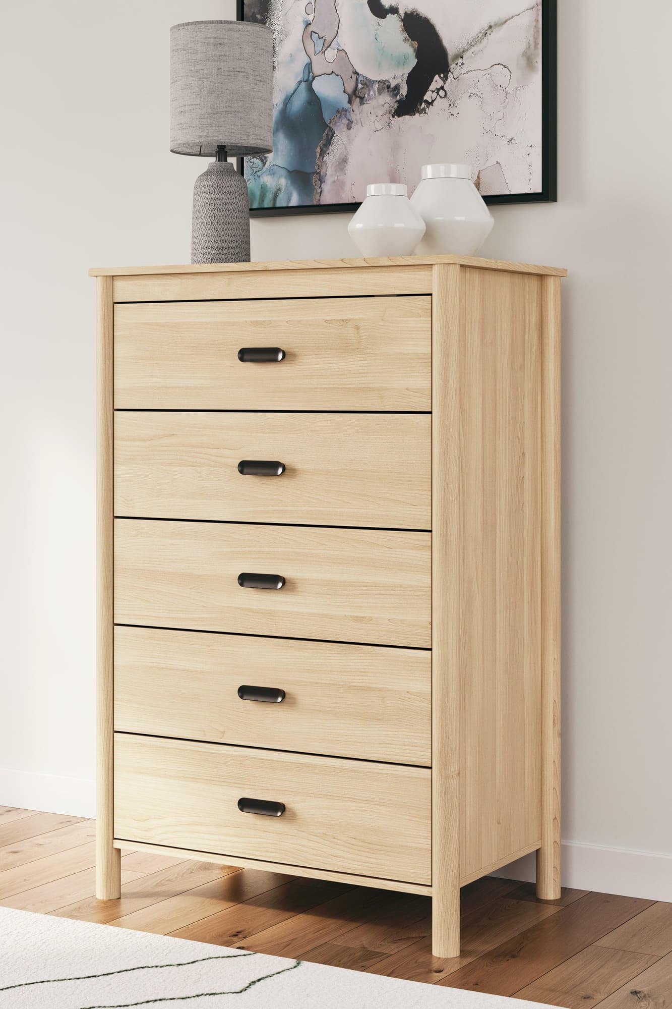 Cabinella Tan Chest of Drawers front view