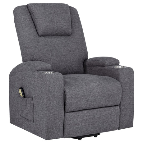 Louie Grey Chenille Power Lift Massage Recliner front view
