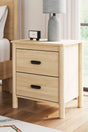 Cabinella Tan Nightstand front view showing two drawers