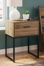 Deanlow Honey finish nightstand front view showing drawer
