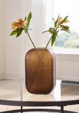 Capard Brown Textured Glass Vase front angle