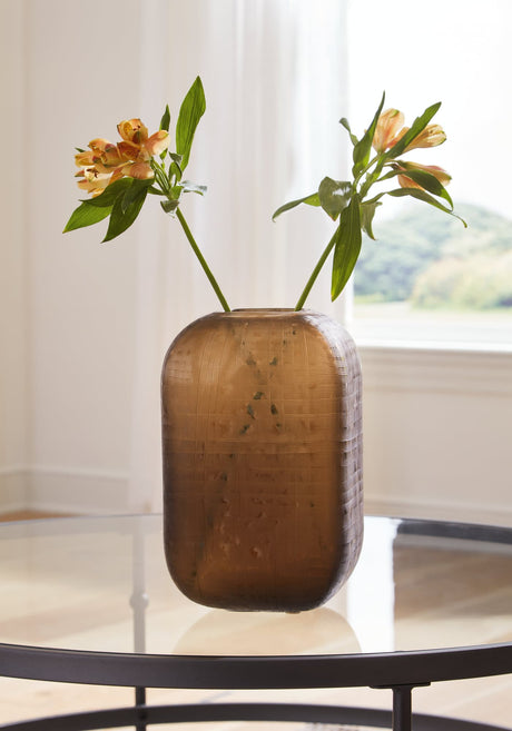 Capard Brown Textured Glass Vase front angle