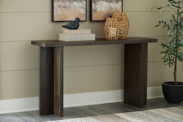 Jalenry Console Sofa Table grayish brown front angle