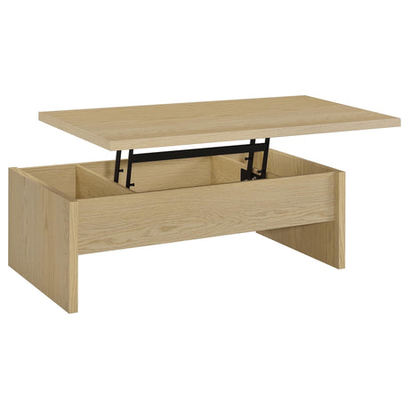 Canoga coffee table in light oak finish front angle