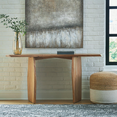 Holward Natural Acacia Wood Console Sofa Table - front view