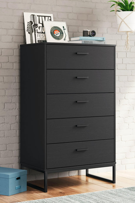 Socalle Matte Black Chest of Drawers front view