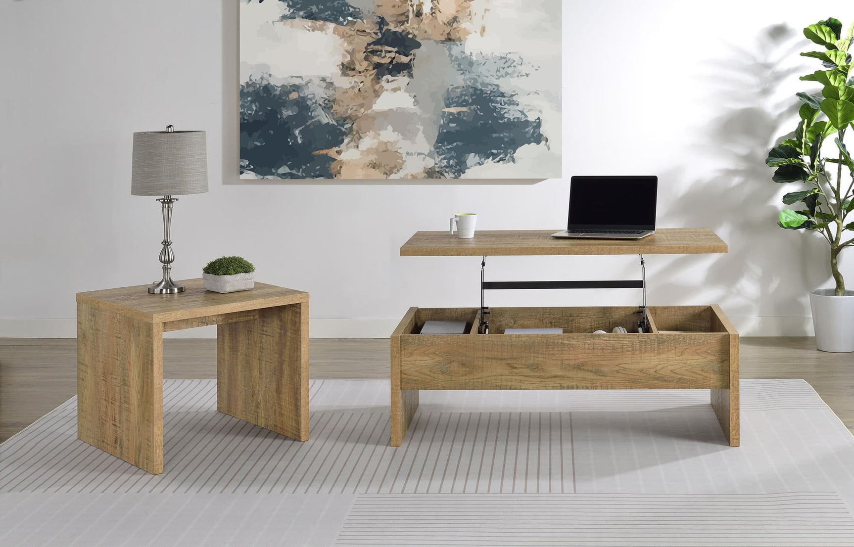 Canoga Mango 2-piece Lift-Top Coffee and End Table set front view