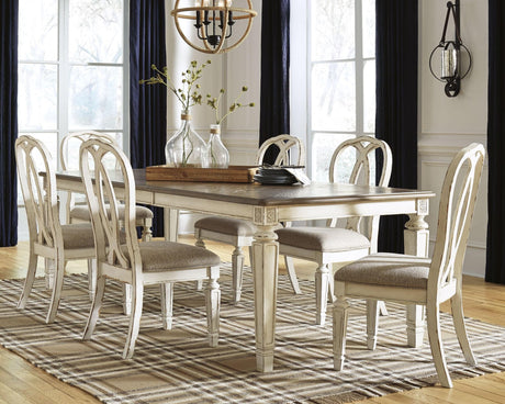 main view of Realyn Chipped White Rectangular Dining Room Set dining room furniture