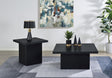 Devar 2-piece square cocktail and end table set black, front view