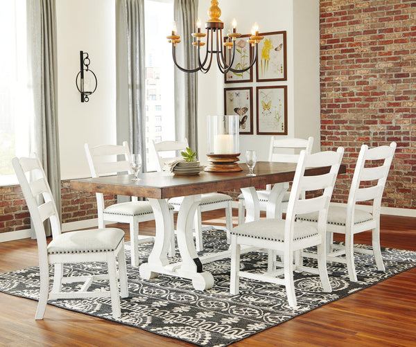 Valebeck White and Brown Rectangular Dining Table main view