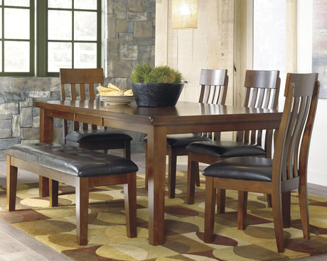 Ralene dining set medium brown rectangular table with chairs main view