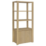 Laurelton 3-shelf tall media tower pier cabinet in light oak, front view