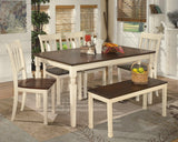Whitesburg cottage white and brown rectangular dining table main view