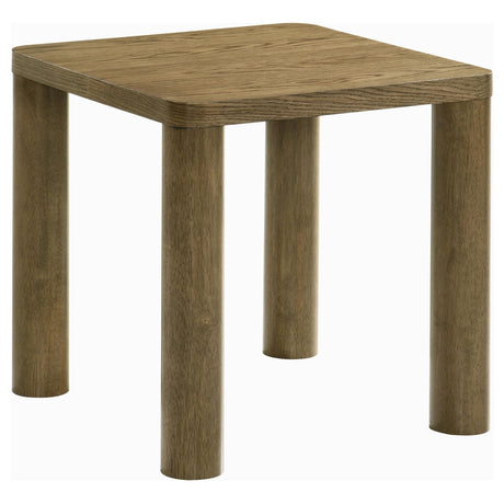 Castlewood Brown Oak Engineered Wood Accent Side Table front view