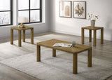 Castlewood 3-piece coffee table set brown oak front view