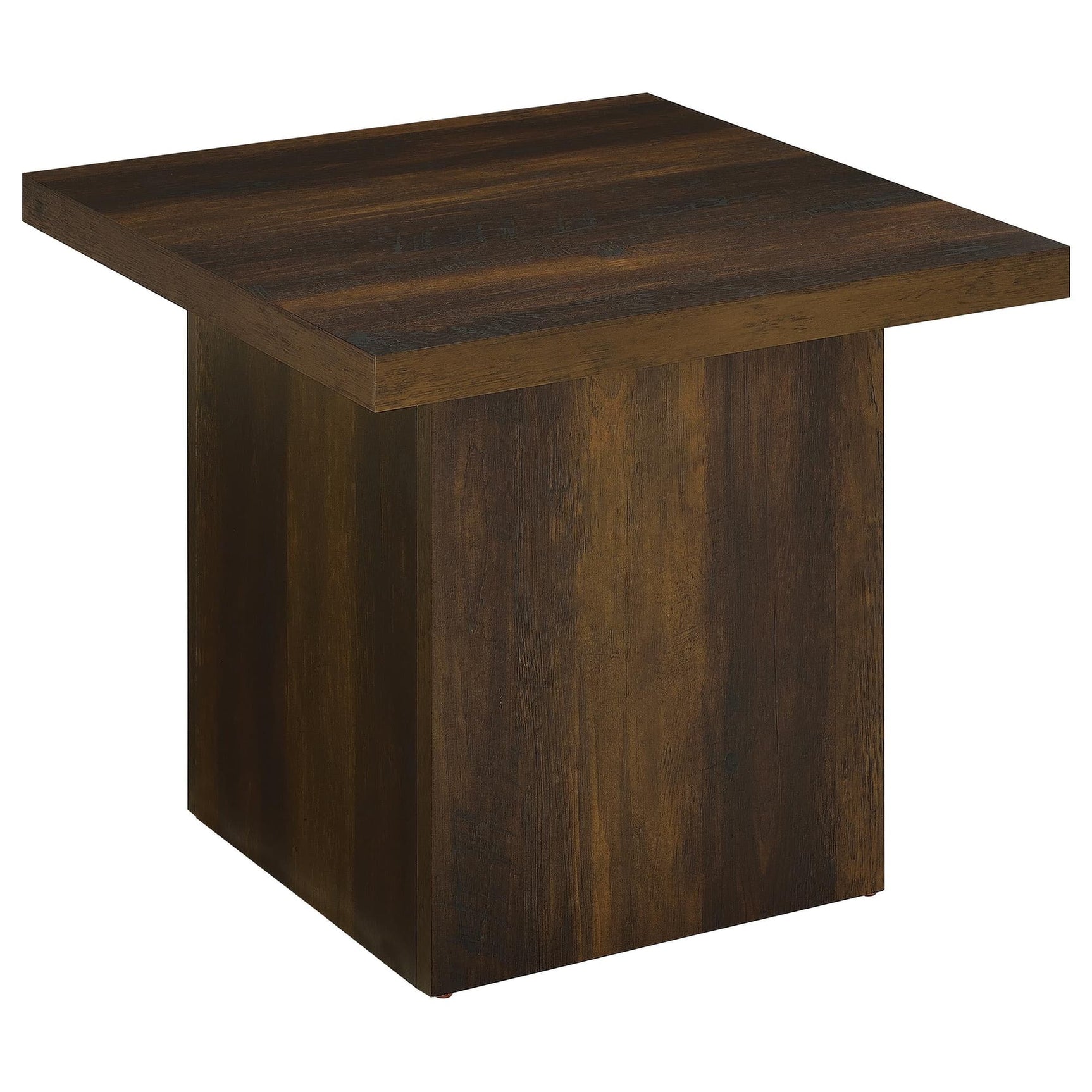 Devar Square Engineered Wood Side End Table dark pine front angle