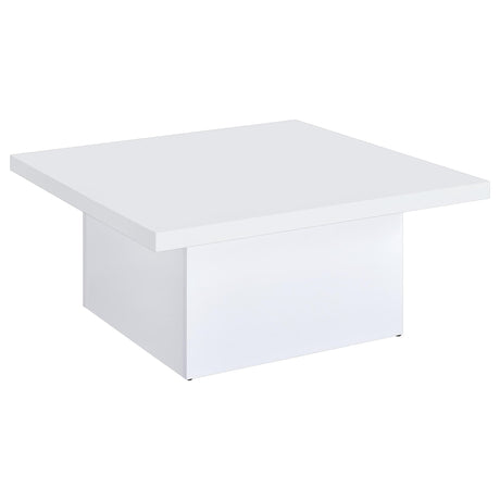 Devar square white high gloss coffee table top angle