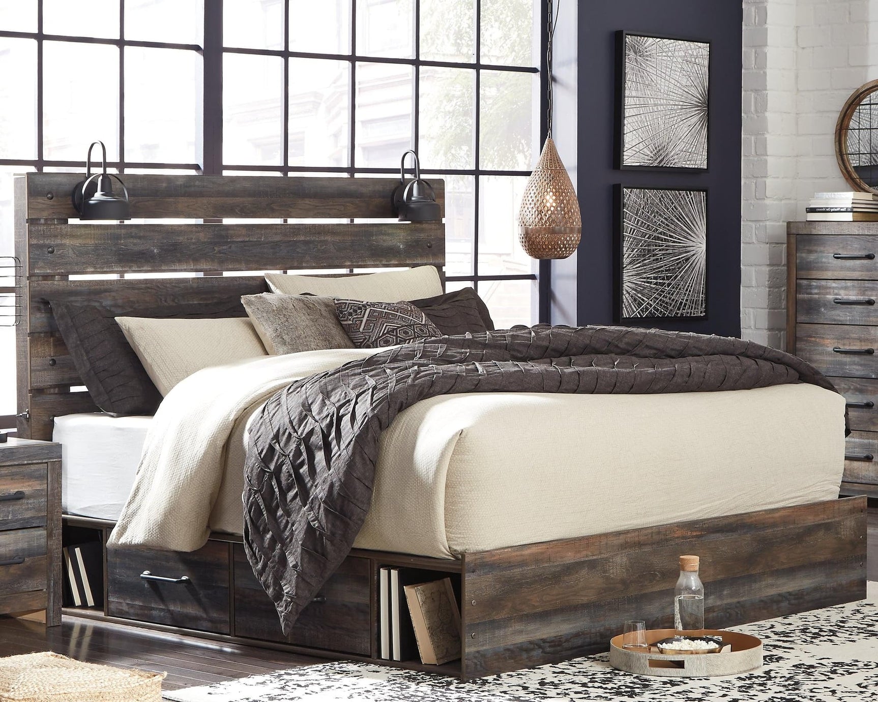 Drystan Multi Panel 2 Storage Bedroom Set bed front view