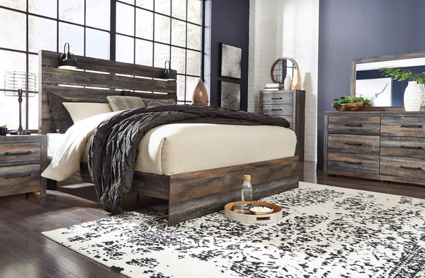 Drystan bedroom set bed in rustic brown finish, main view