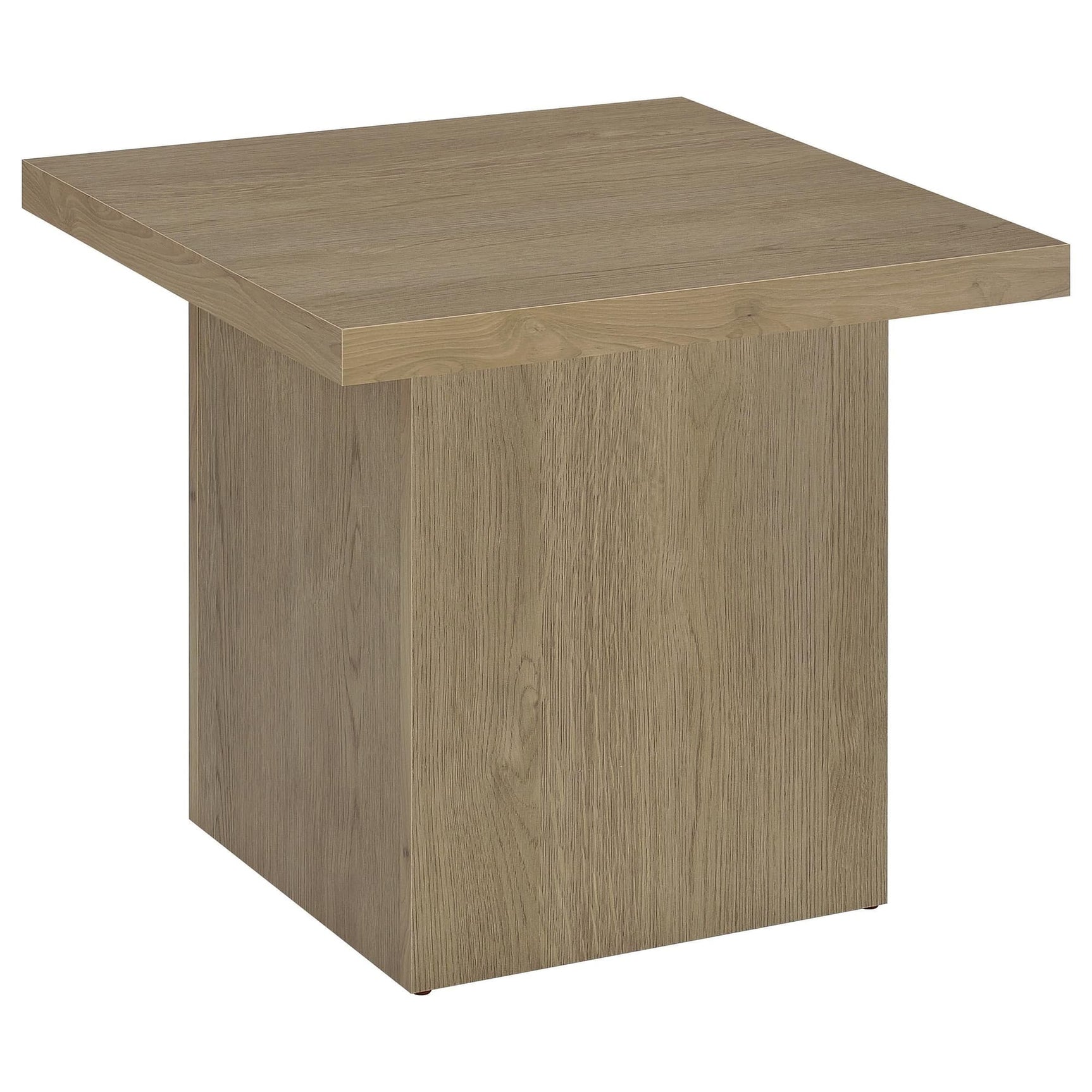 Devar Square Side End Table in latte finish, front view