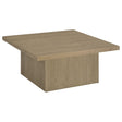 Devar Square Coffee Table in latte finish showing top and sides