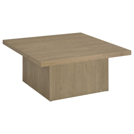 Devar Square Coffee Table in latte finish showing top and sides
